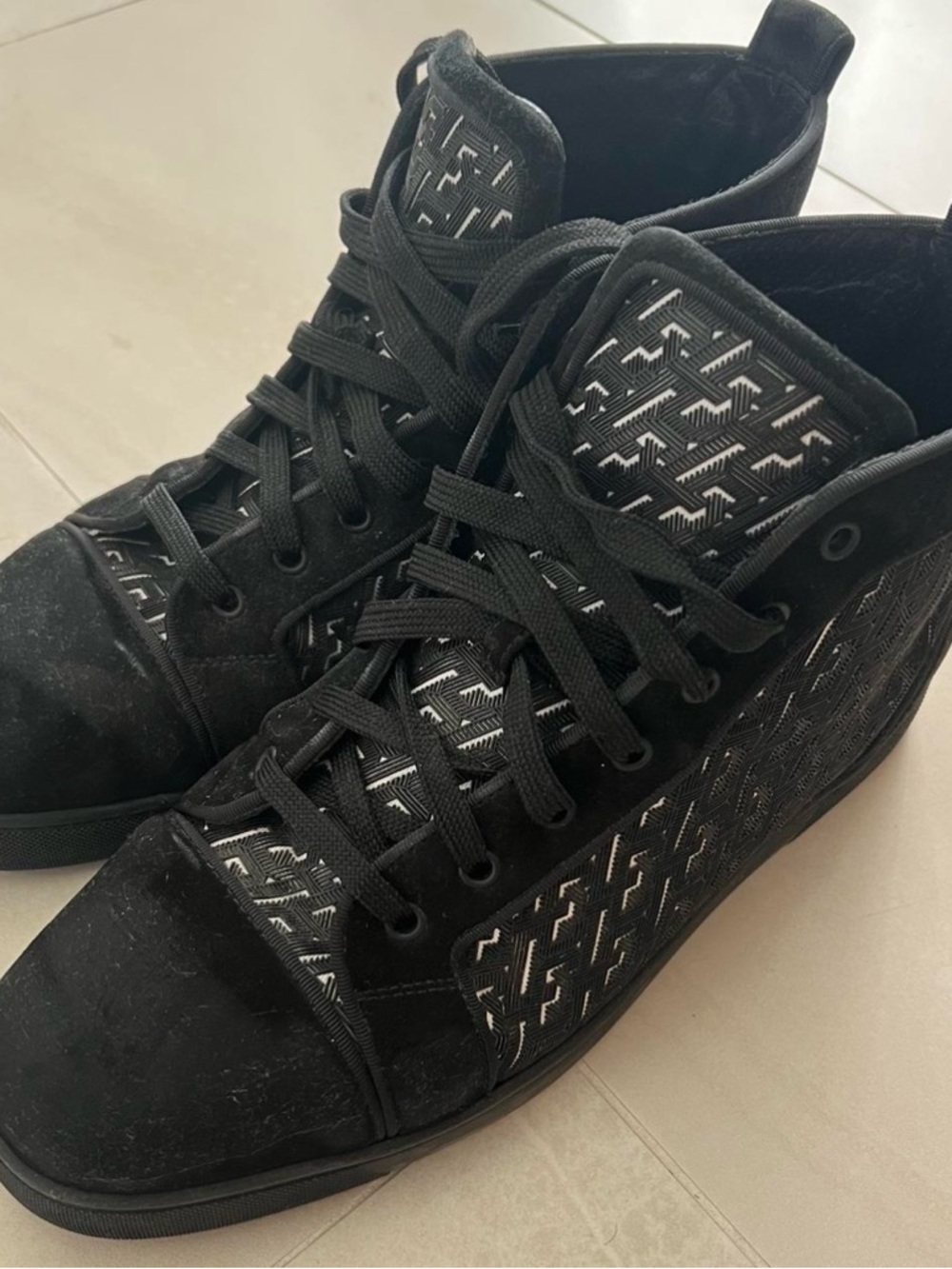 Christian Louboutin Black High-Top Sneakers -Rantulow Orlato Monogram